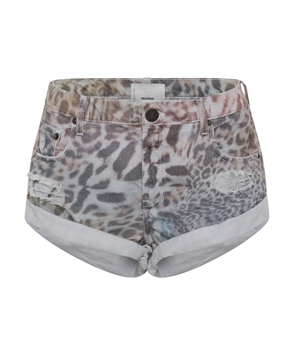 Products Bandits Low Waist Denim Shorts - Animal Print