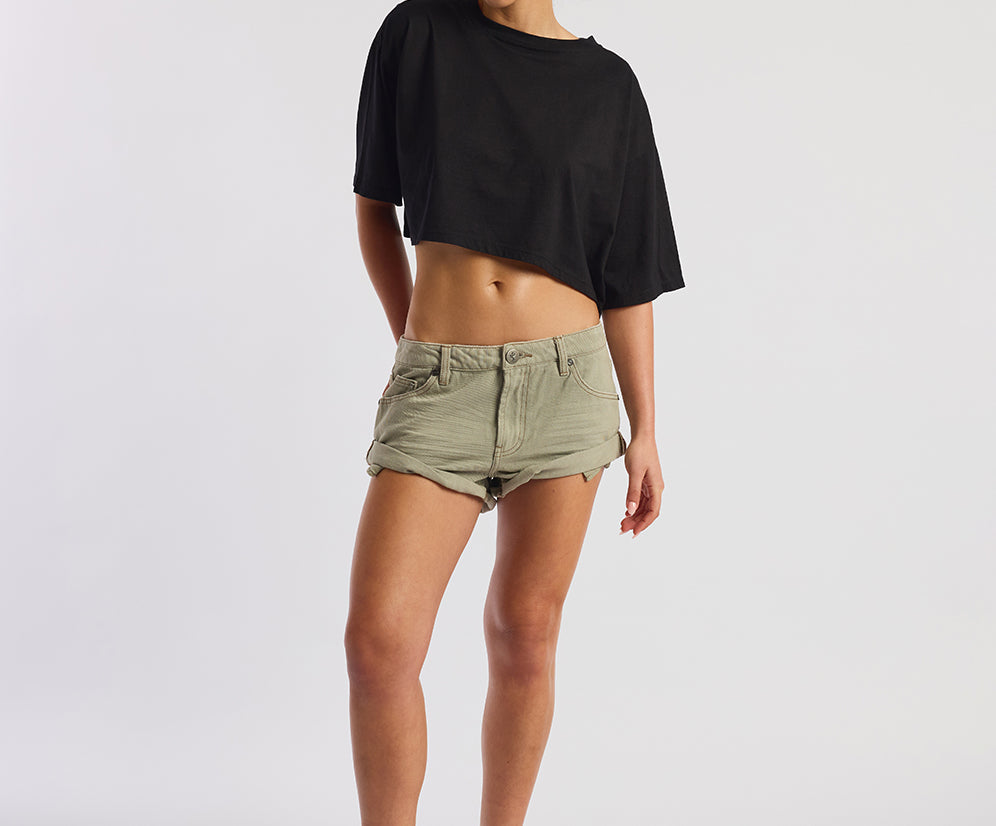 Bandits Low Waist Denim Shorts - Super Khaki