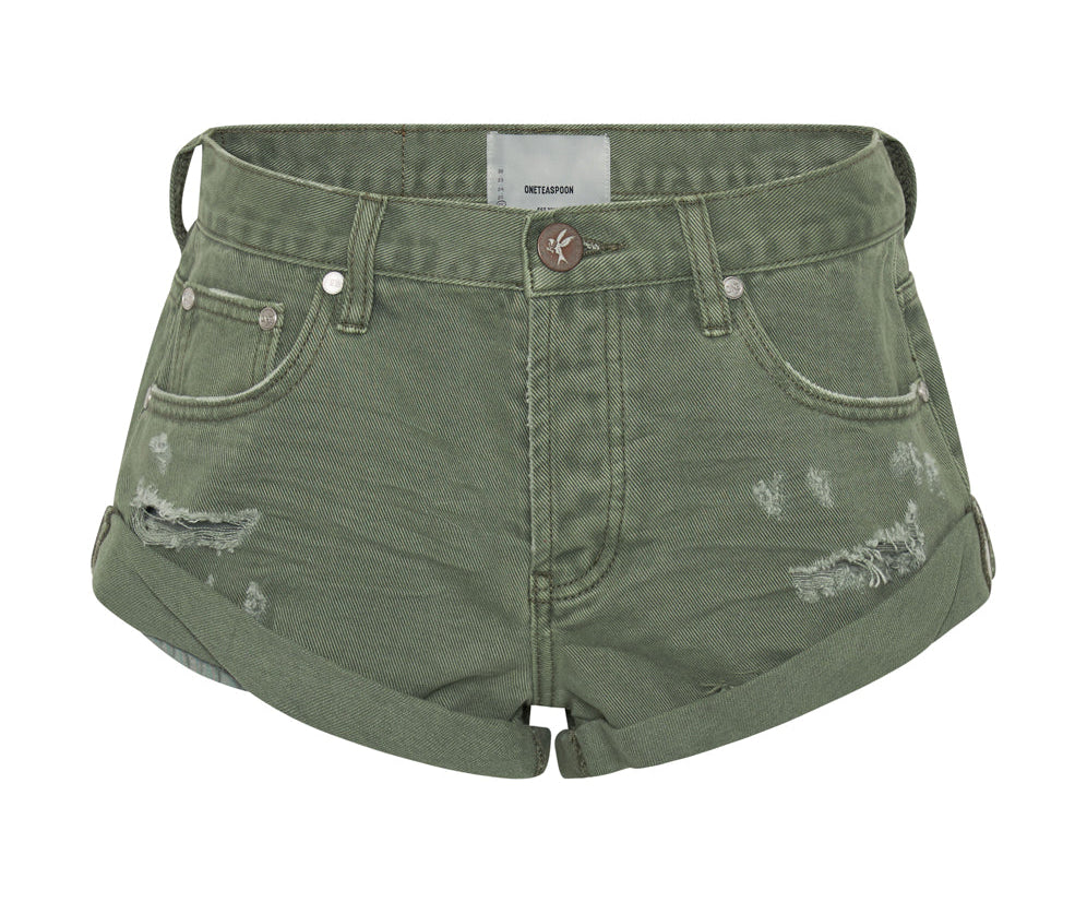 Bandits Low Waist Denim Shorts Super Khaki One Teaspoon