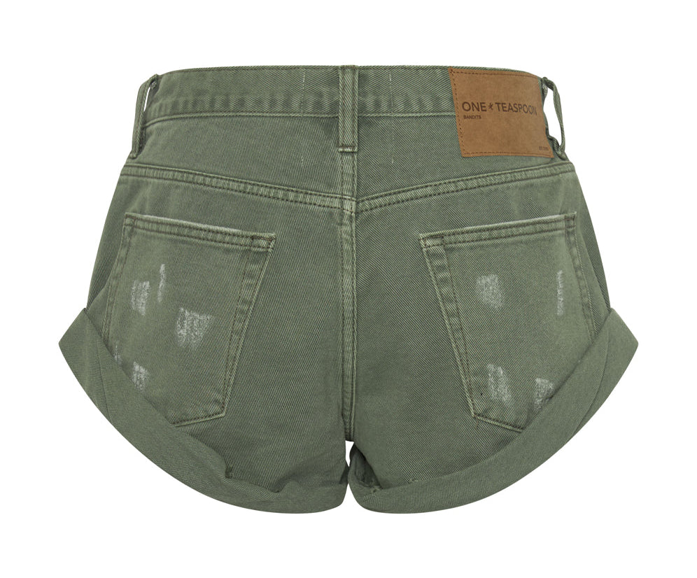 Bandits Low Waist Denim Shorts - Super Khaki