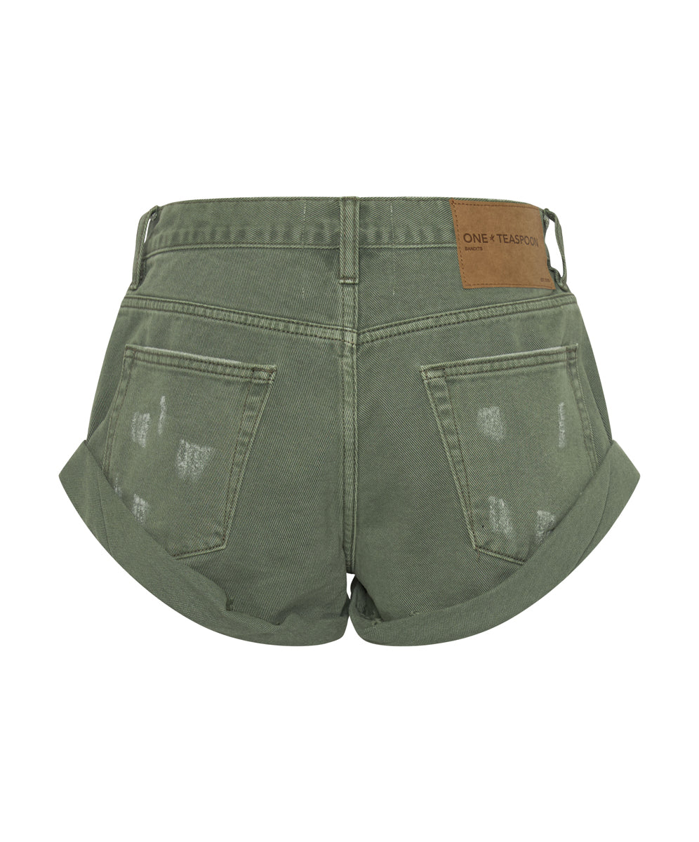 Women's Denim Shorts Bandits Low Waist Denim Shorts - Super Khaki