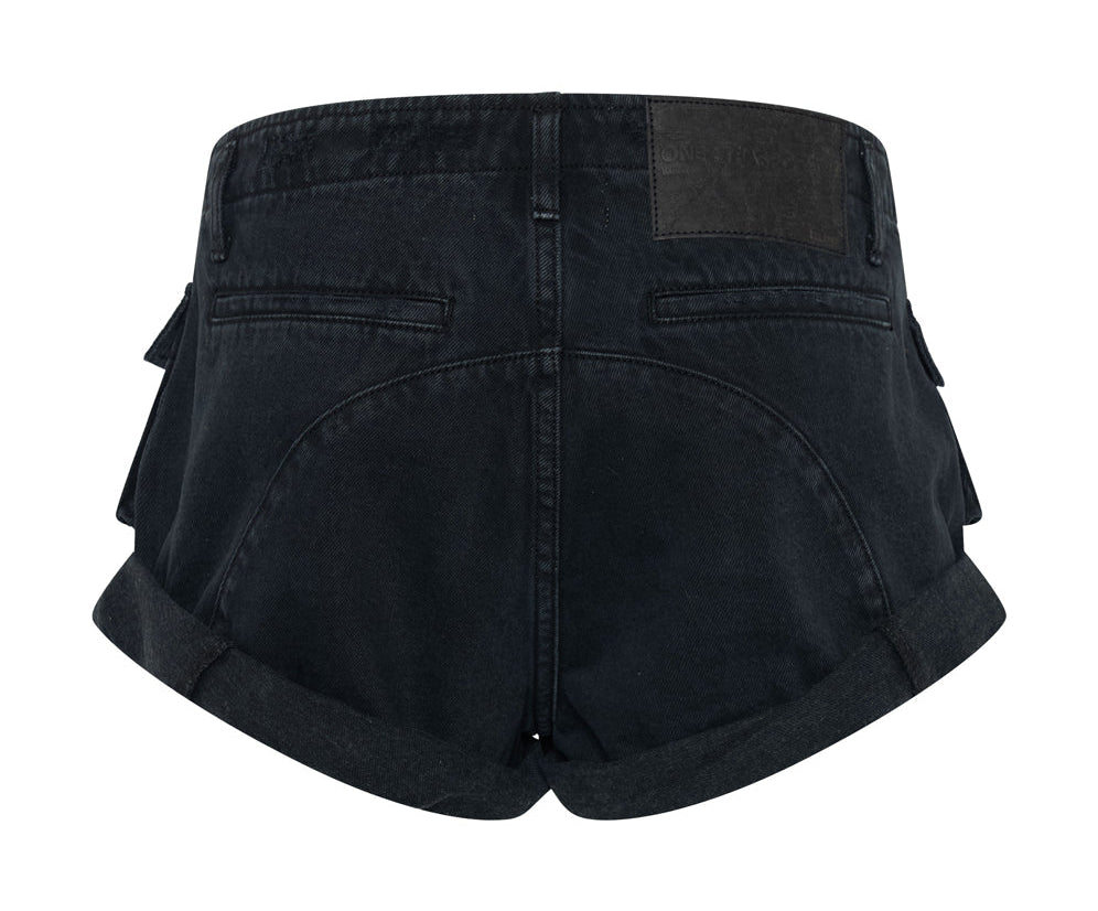 Cadet Bandits Low Waist Denim Shorts - Fox Black