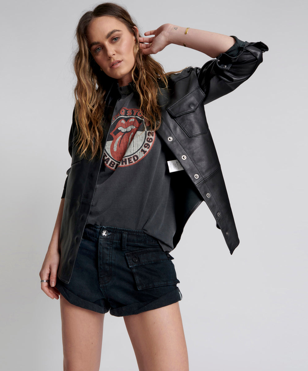 Products Cadet Bandits Low Waist Denim Shorts - Fox Black