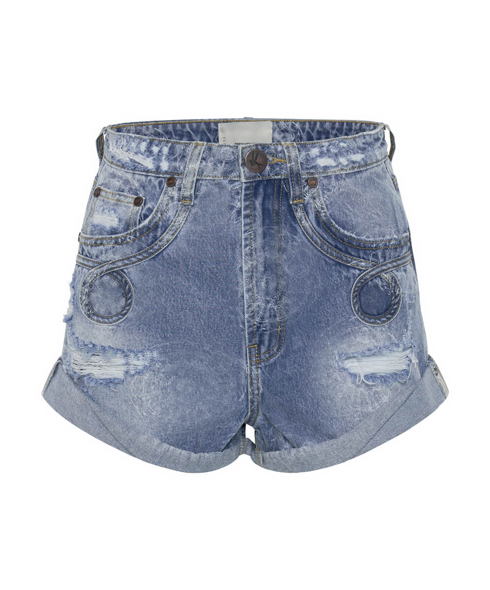Products Bandits High Waist Denim Shorts - Misty Blue