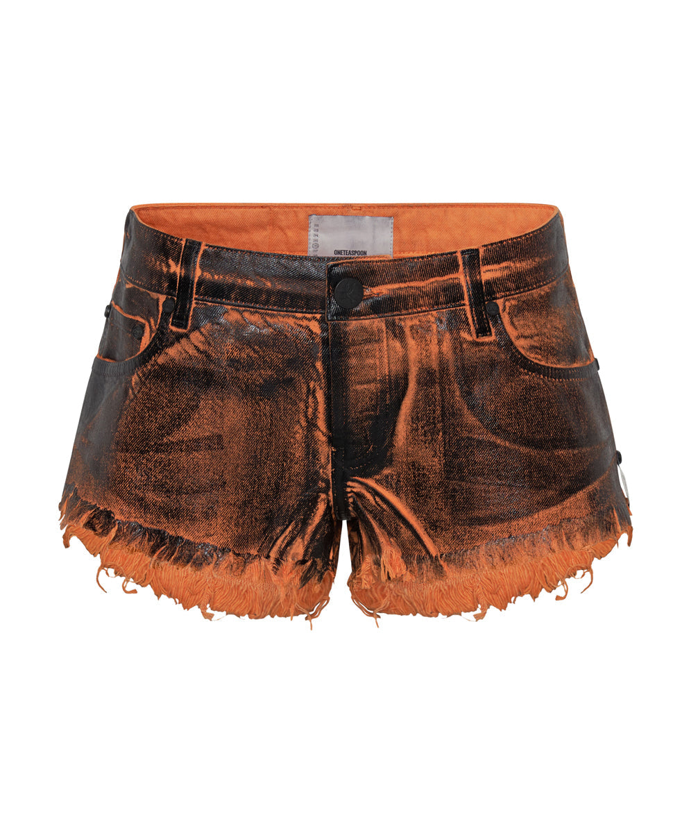 Products LACQUERED BONITAS LOW WAIST DENIM SHORTS