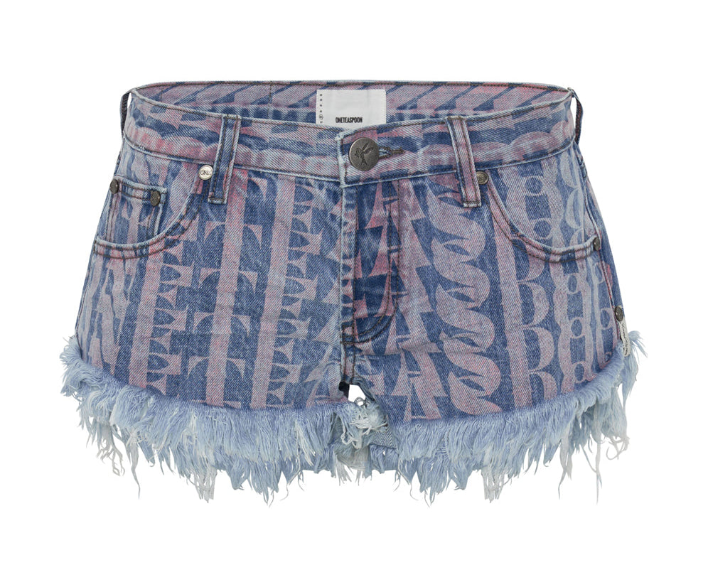 Dukes Low Waist Mini Denim Shorts - Pacifica