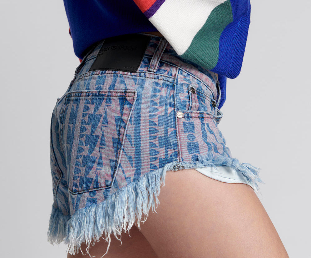 Dukes Low Waist Mini Denim Shorts - Pacifica