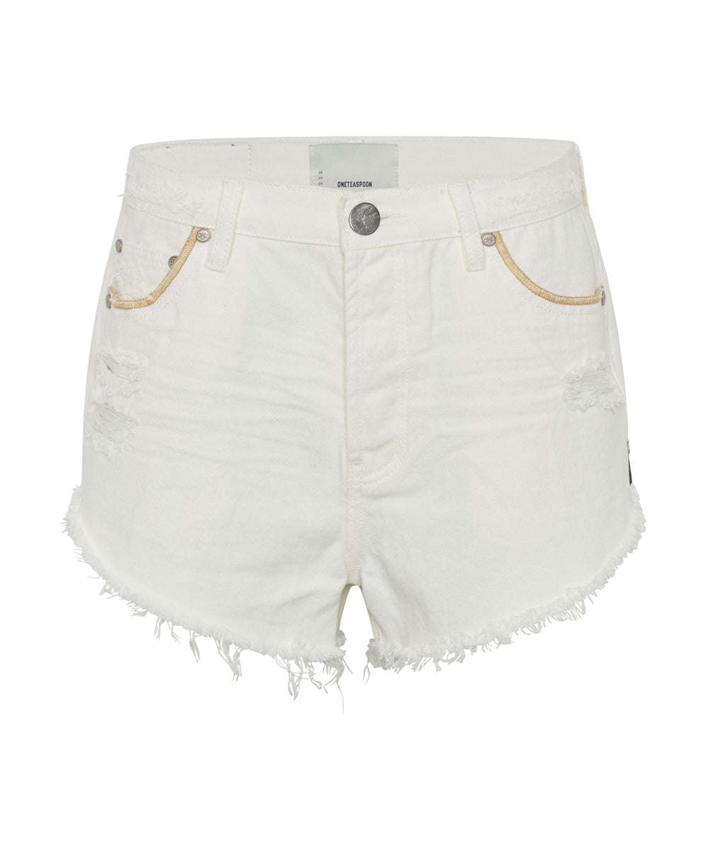 Products Outlaws Low Waist Mid Length Denim Shorts - Pearl