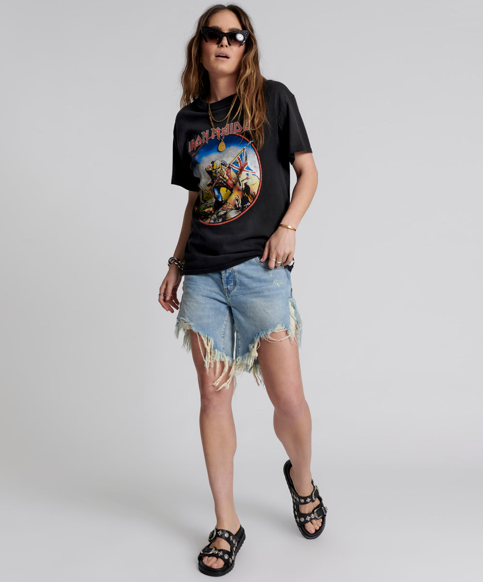 Products Frankies Low Waist Long Length Denim Shorts - Hendrixe