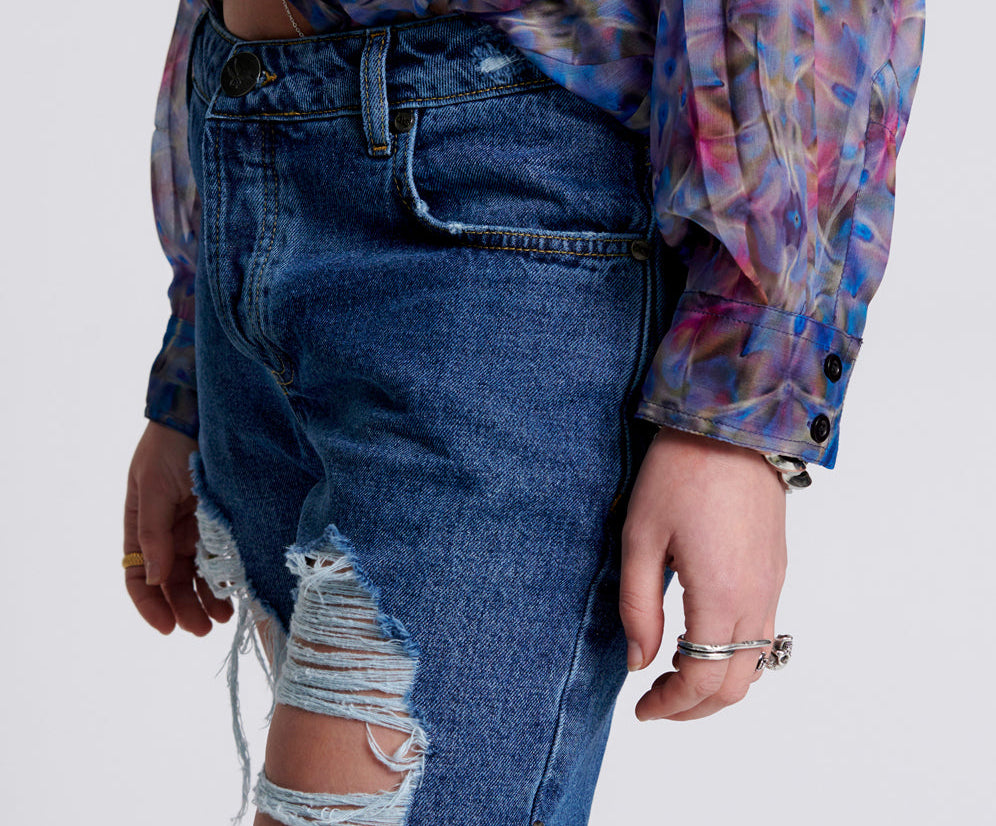Stevies Low Waist Waist Long Length Boyfriend Denim Shorts - Rosewood