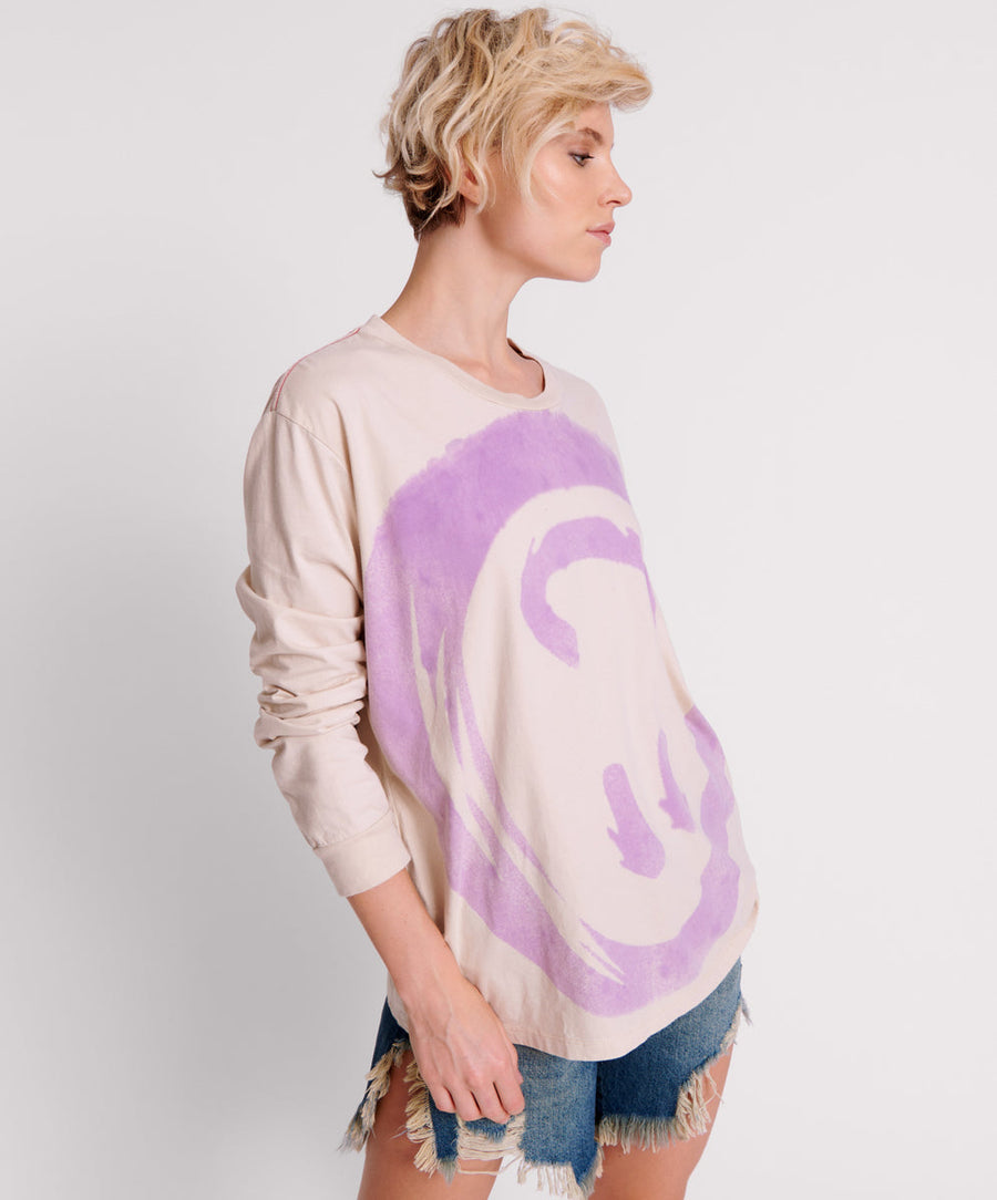 Smiley Violet Long Sleeve Tee One Teaspoon