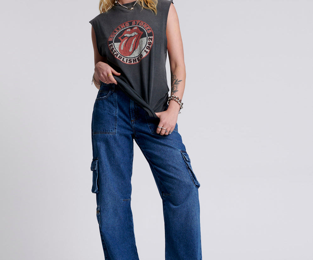 Jackson Mid Waist Wide Leg Denim Jeans - Rosewood