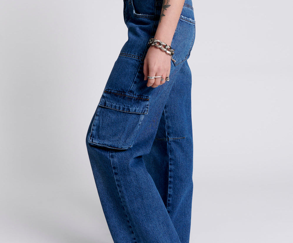 ROSEWOOD CARGO JACKSON MID WAIST WIDE LEG JEANS