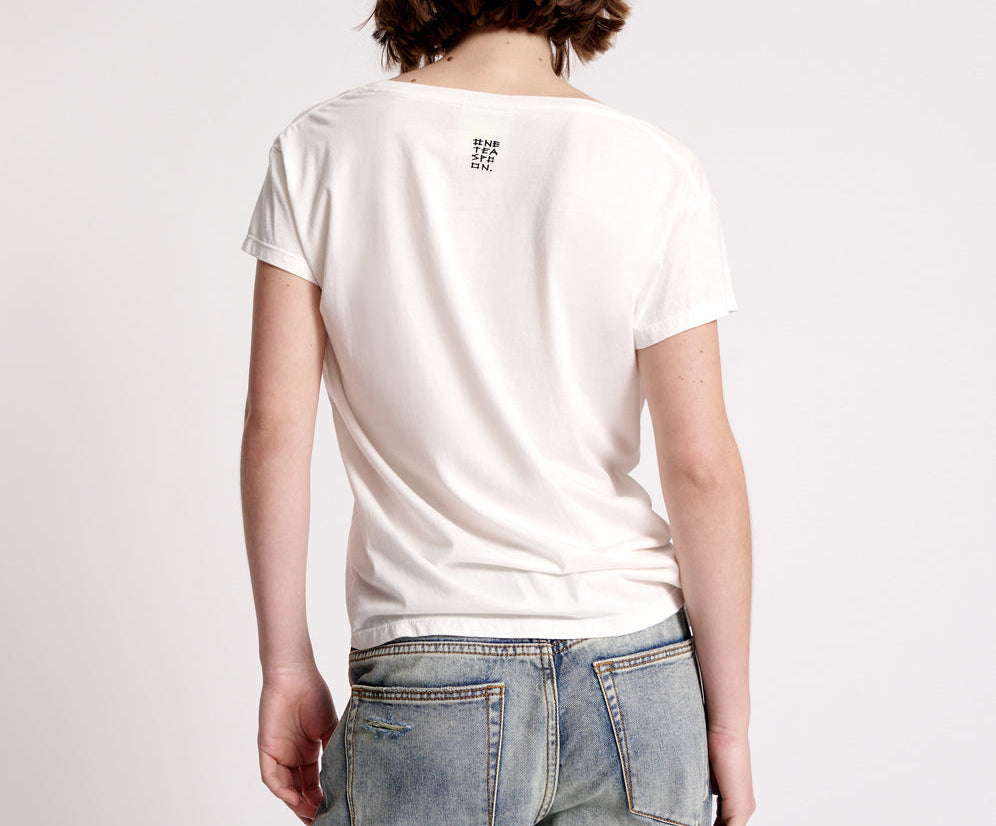 ONE TEASPOON ORGANIC SCOOP NECK BASIC TEE WHITE