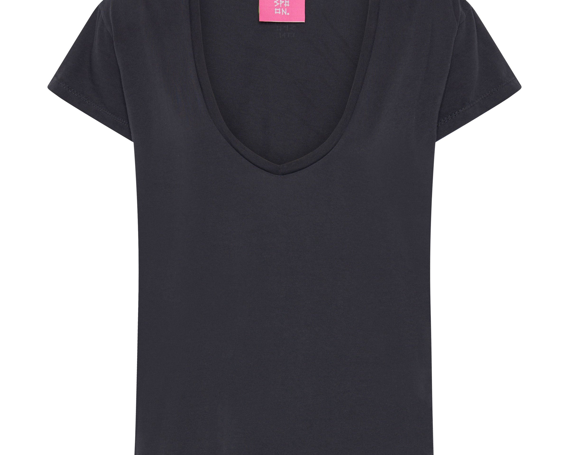 ONE TEASPOON ORGANIC SCOOP NECK BASIC TEE BLACK