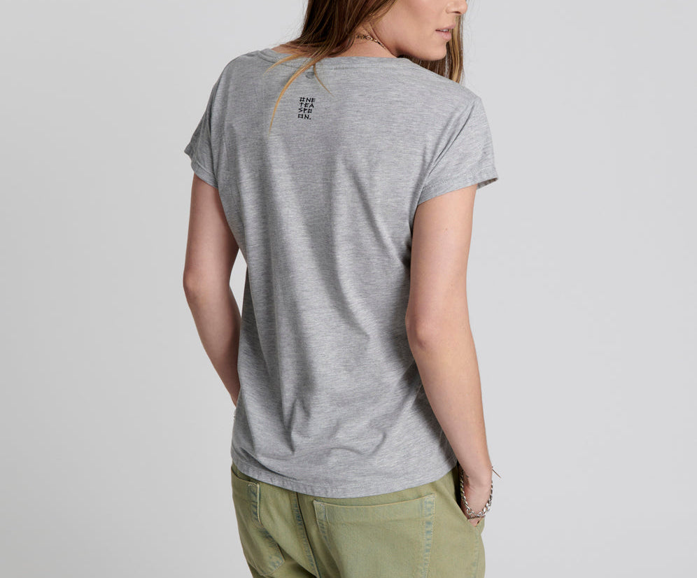 ONE TEASPOON SCOOP NECK BASIC TEE GREY