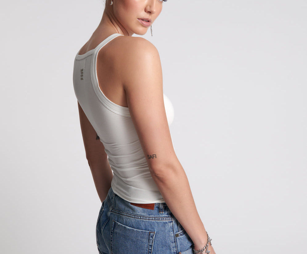 Miami Bamboo Logo Tank Top - White