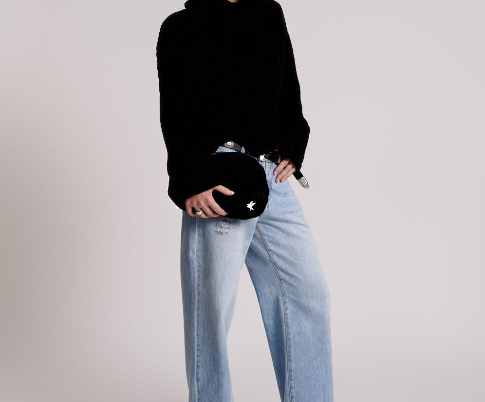 DOUBLE BASS DENIM CLUTCH