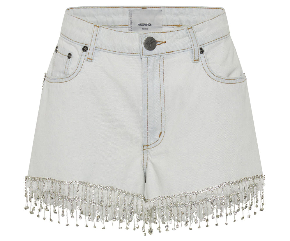 RAZZLE DAZZLE TRUCKERS MID WAIST RELAXED SHORTS BLUE