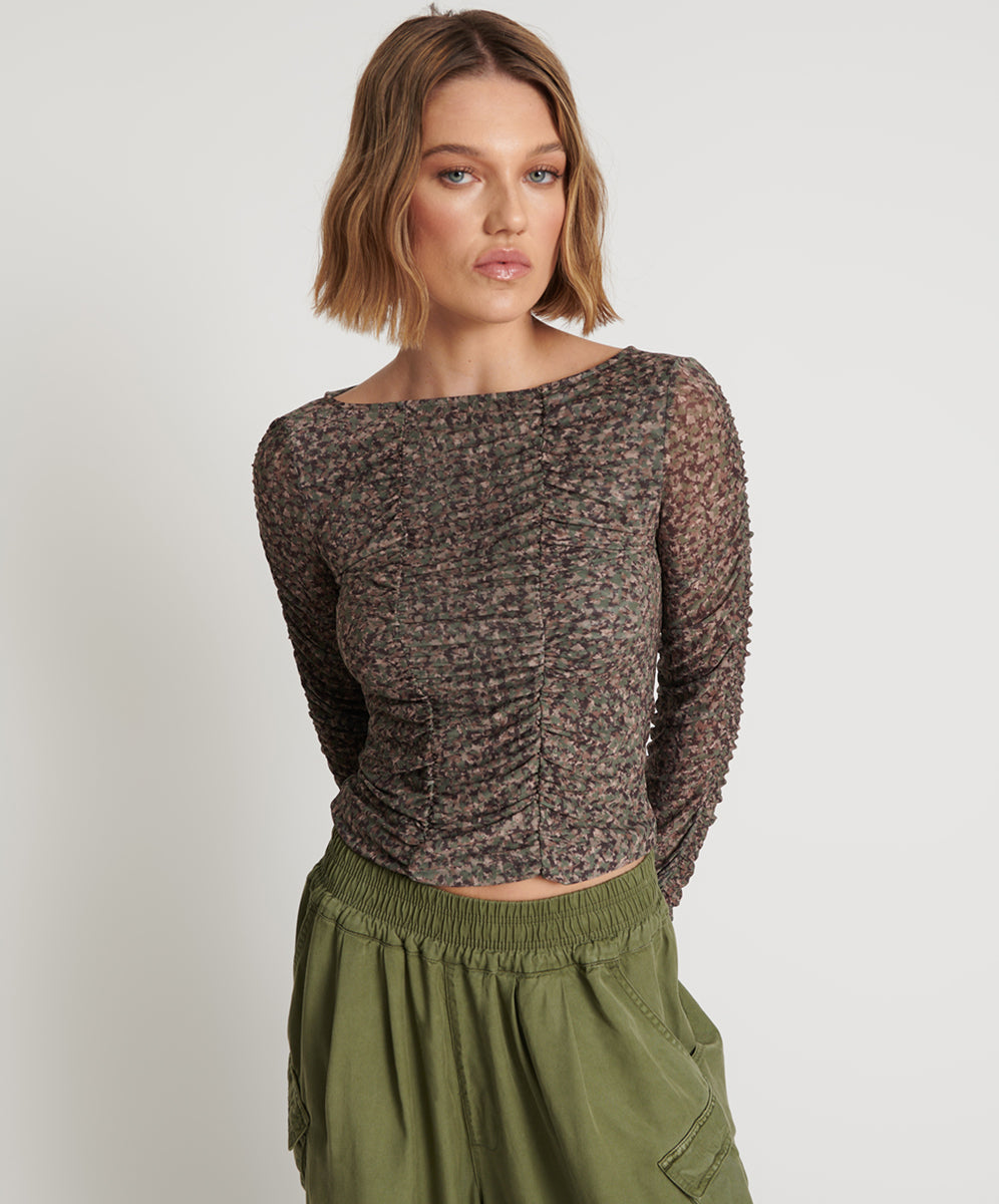 Products CAMO NIGHT FEVER LONGSLEEVE MESH TOP