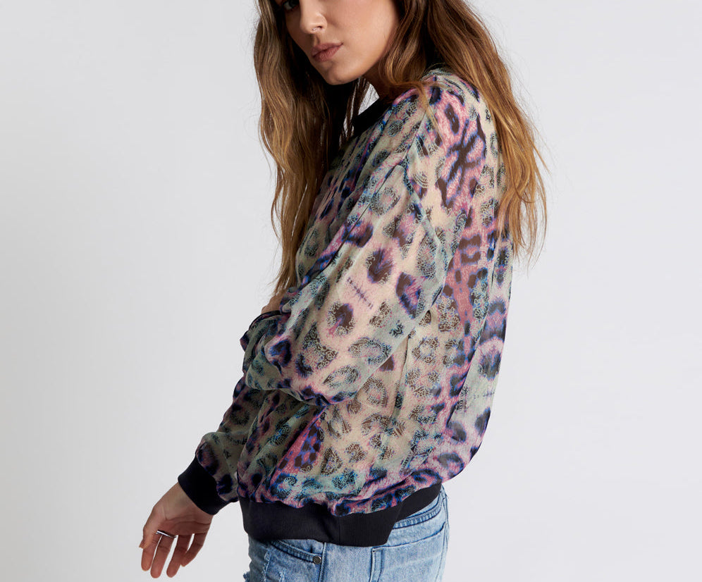 COLLISION CHIFFON LONGSLEEVE TOP