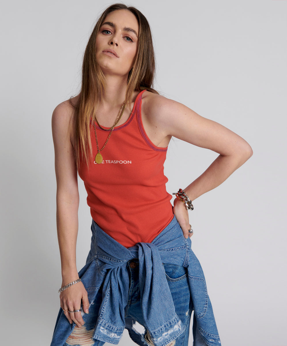 Last Stock RED ONE TEASPOON LOGO SINGLET