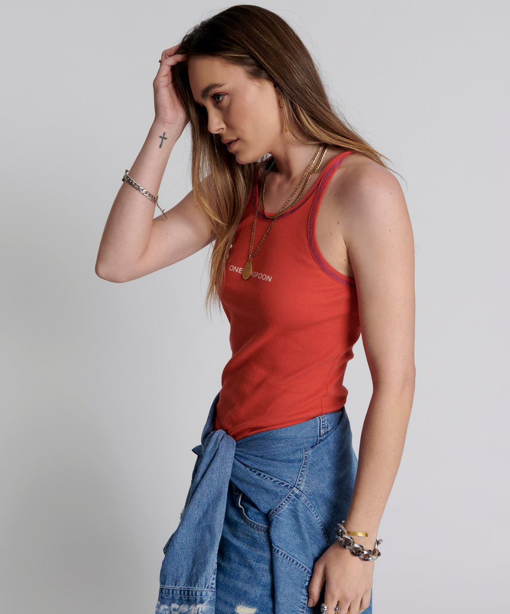 Last Stock RED ONE TEASPOON LOGO SINGLET