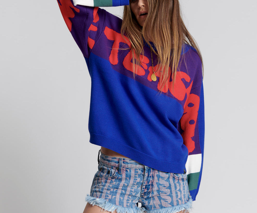 COLLEGE GRAFFITI KNIT SWEATER