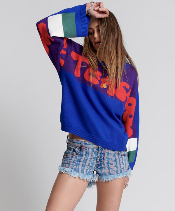 COLLEGE GRAFFITI KNIT SWEATER