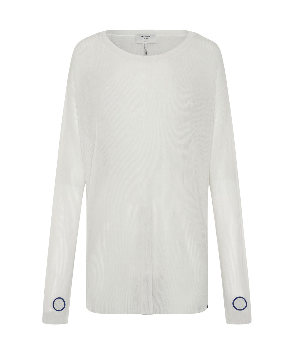 Amity Sheer Rib Knit Top - Off White | One Teaspoon