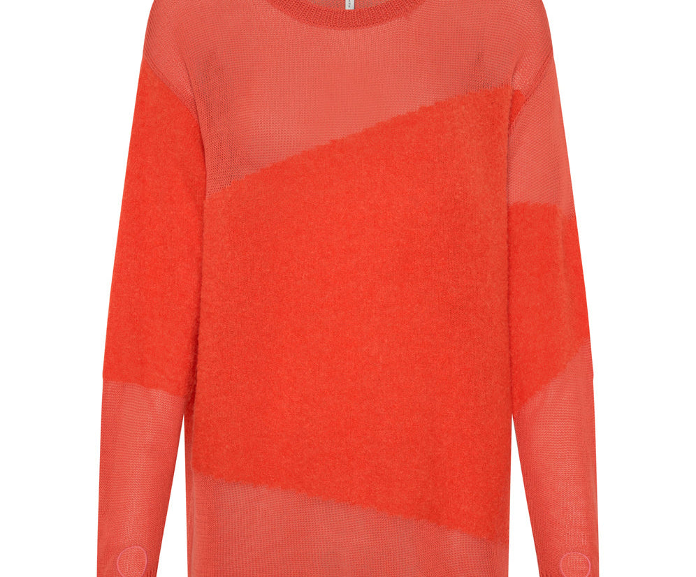 Shattered Crew Knit Sweater - Orange