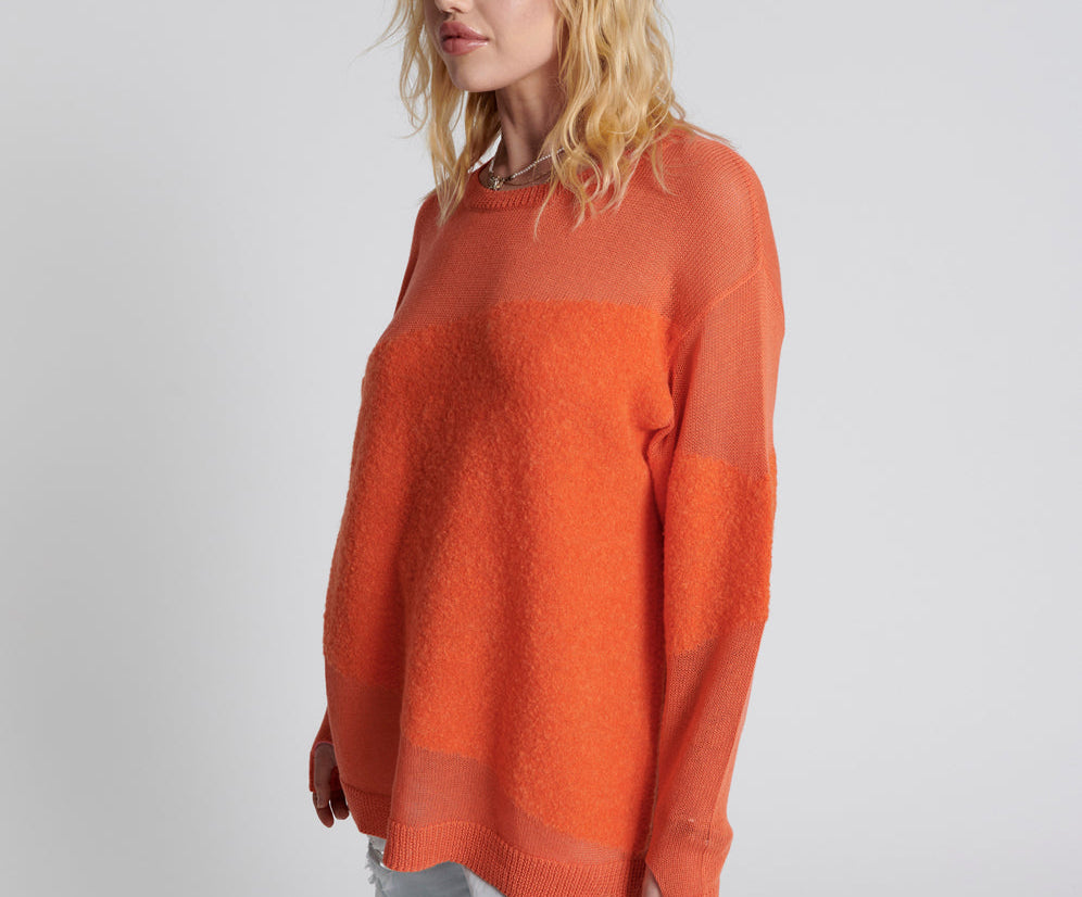 Shattered Crew Knit Sweater - Orange