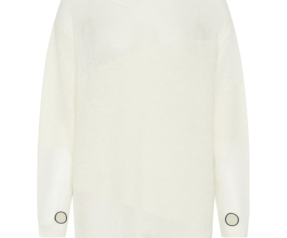 Shattered Crew Knit Sweater - White