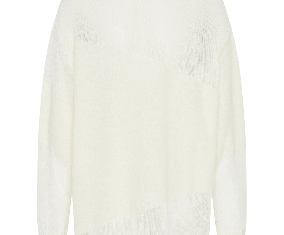 Shattered Crew Knit Sweater - White