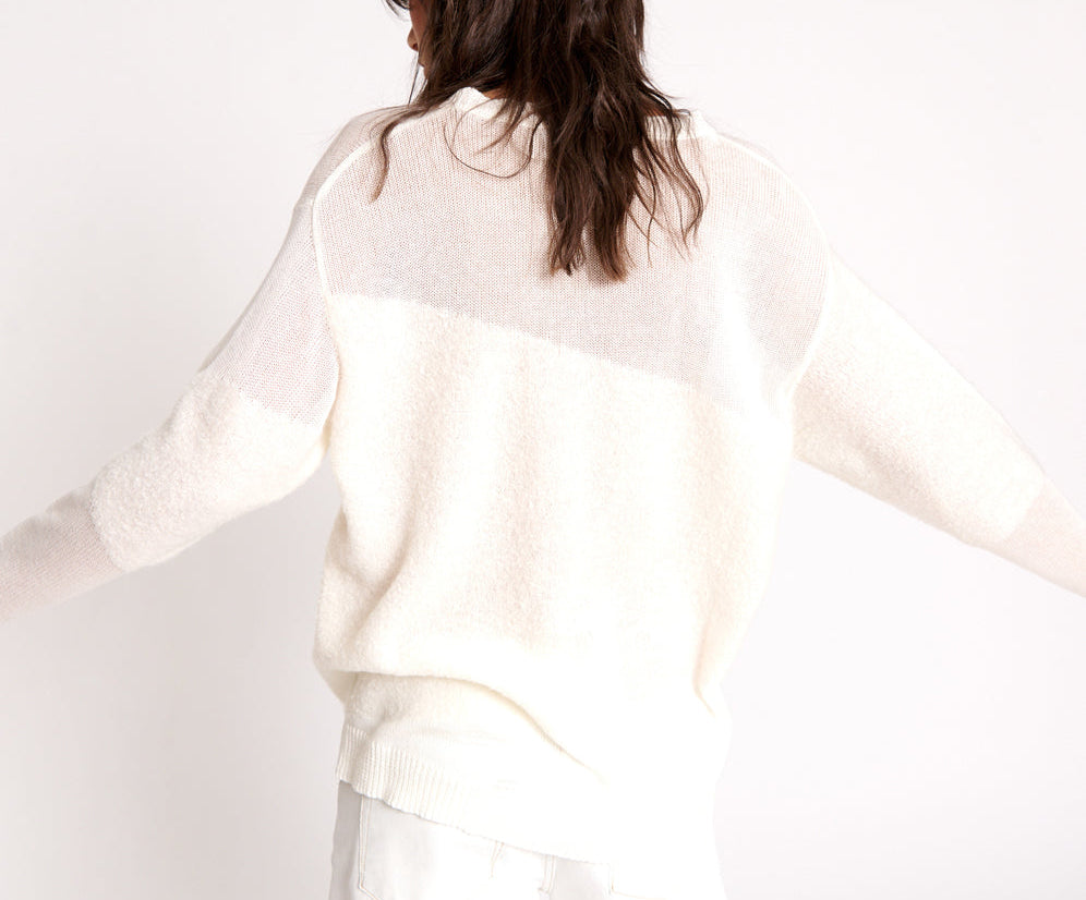 Shattered Crew Knit Sweater - White