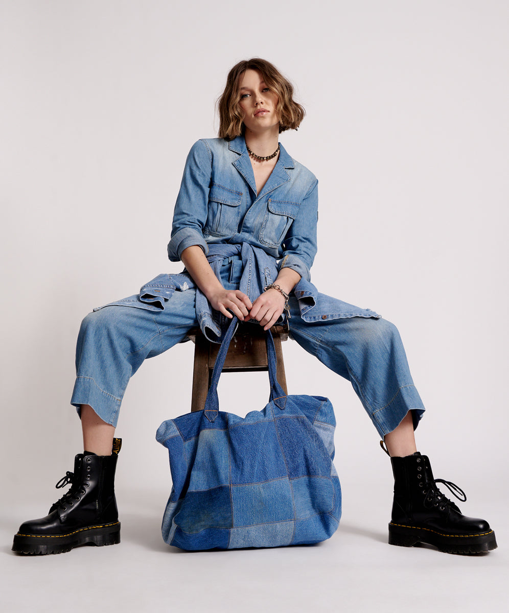 Last Stock VINTAGE REWORKED PATCHWORK DENIM BAG