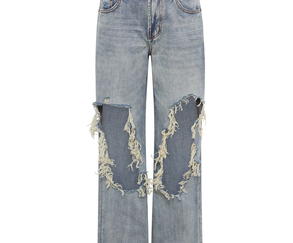 Jackson Mid Waist Wide Leg Denim Jeans - Old Blue