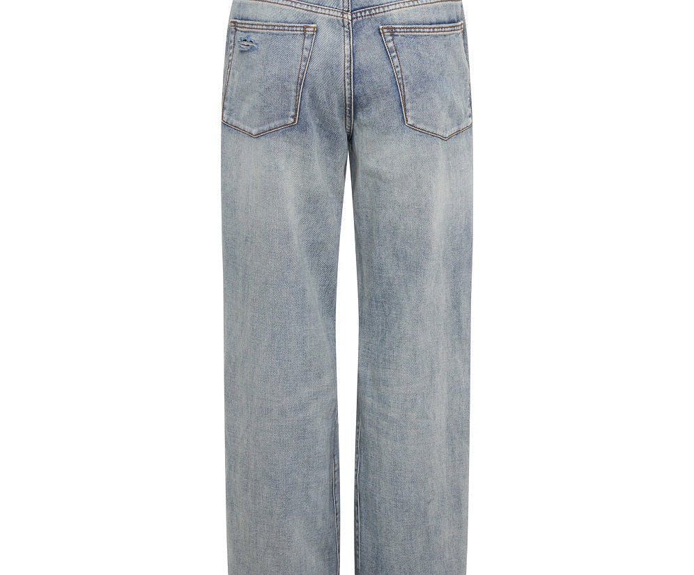 Jackson Mid Waist Wide Leg Denim Jeans - Old Blue