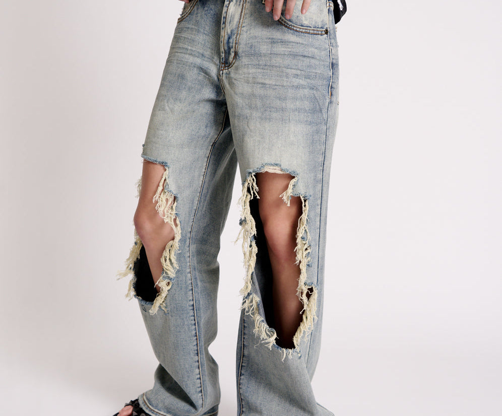 Jackson Mid Waist Wide Leg Denim Jeans - Old Blue