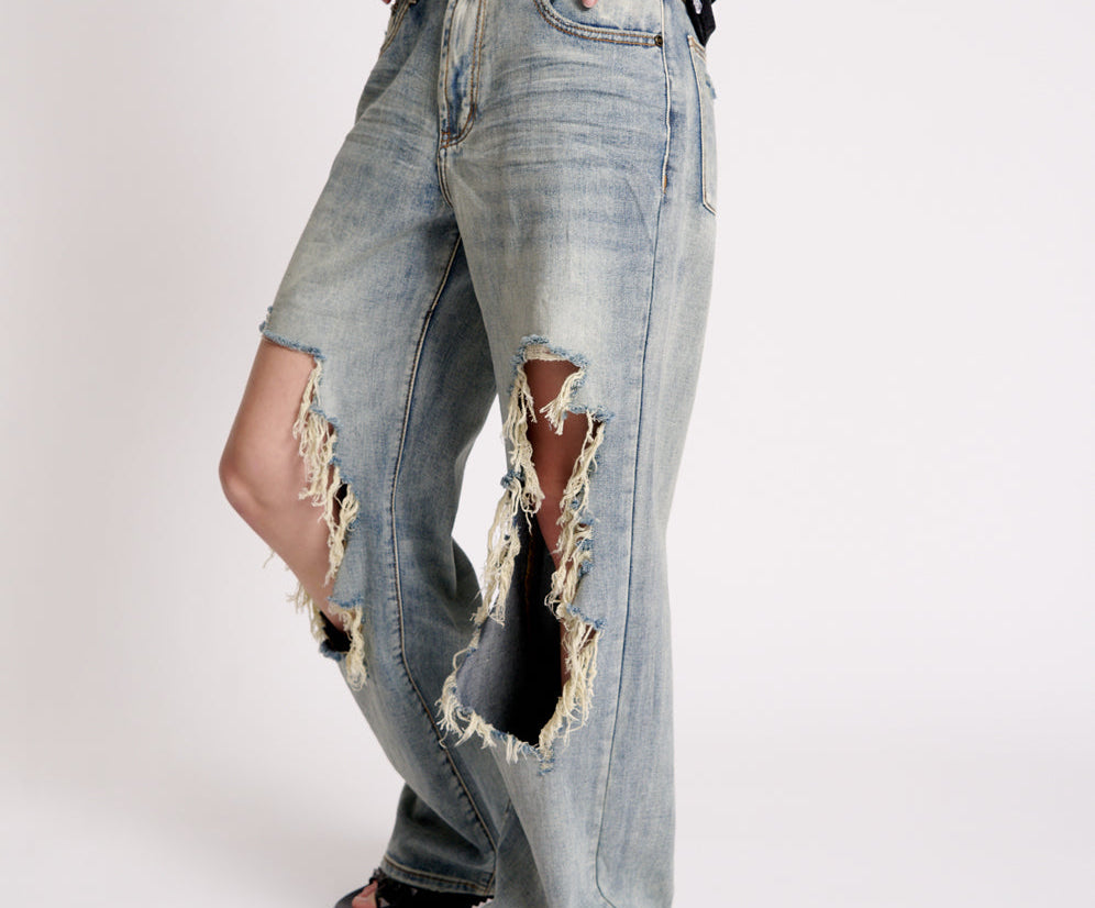Jackson Mid Waist Wide Leg Denim Jeans - Old Blue