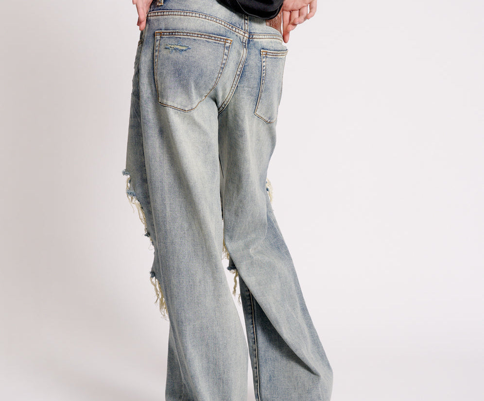 Jackson Mid Waist Wide Leg Denim Jeans - Old Blue