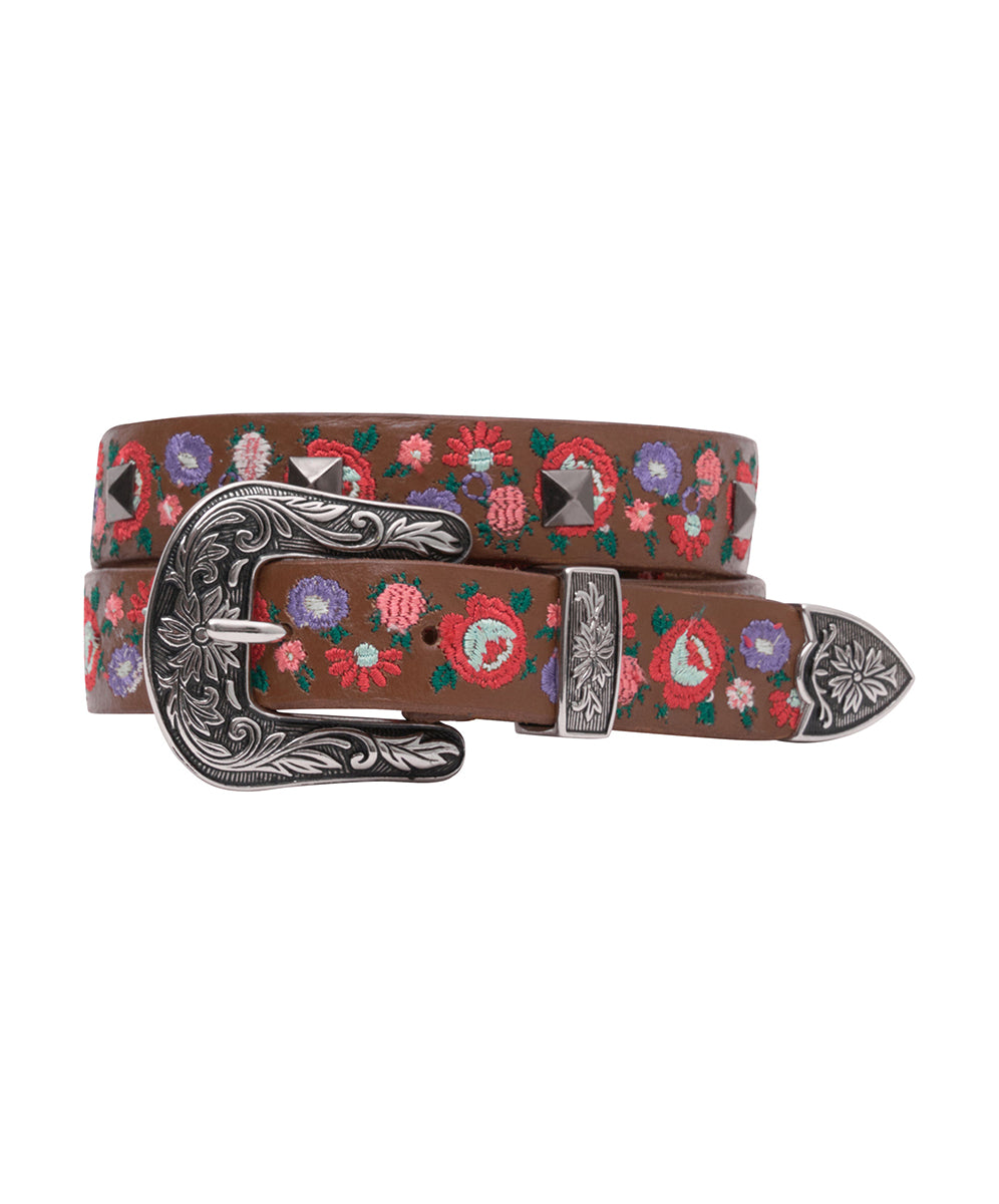 Products LOST SIGNAL FLORAL LEATHER BELT