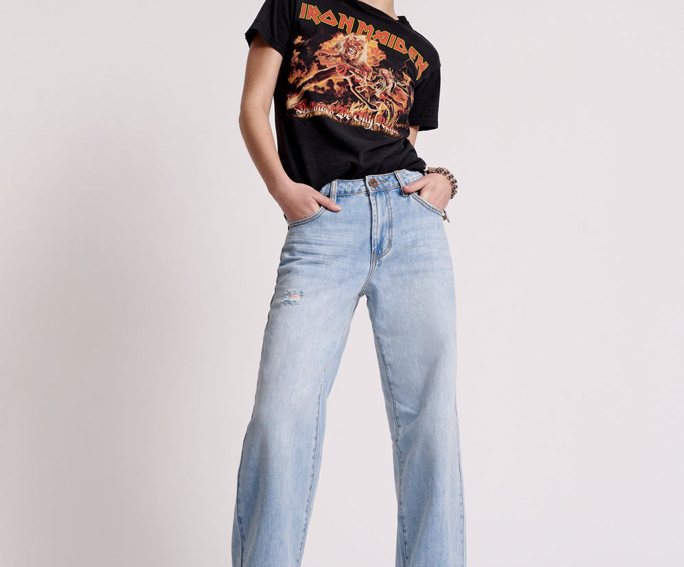 HENDRIXE JACKSONS MID WAIST WIDE LEG JEANS