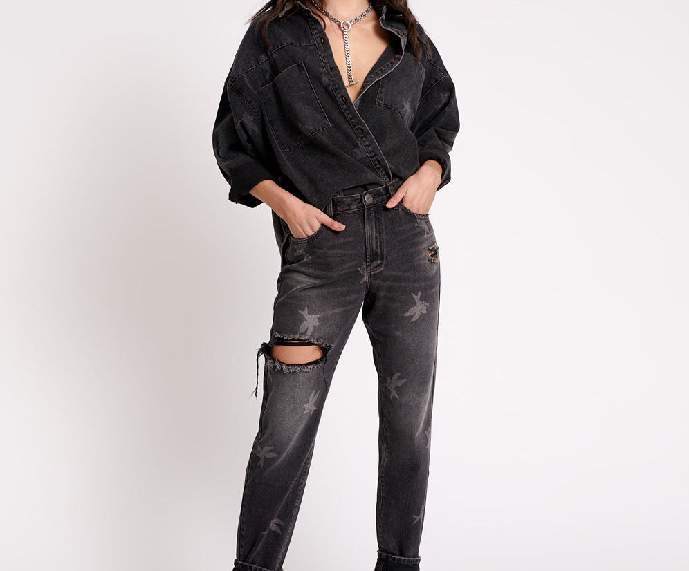 1982S High Waist Balloon Denim Jeans - Black