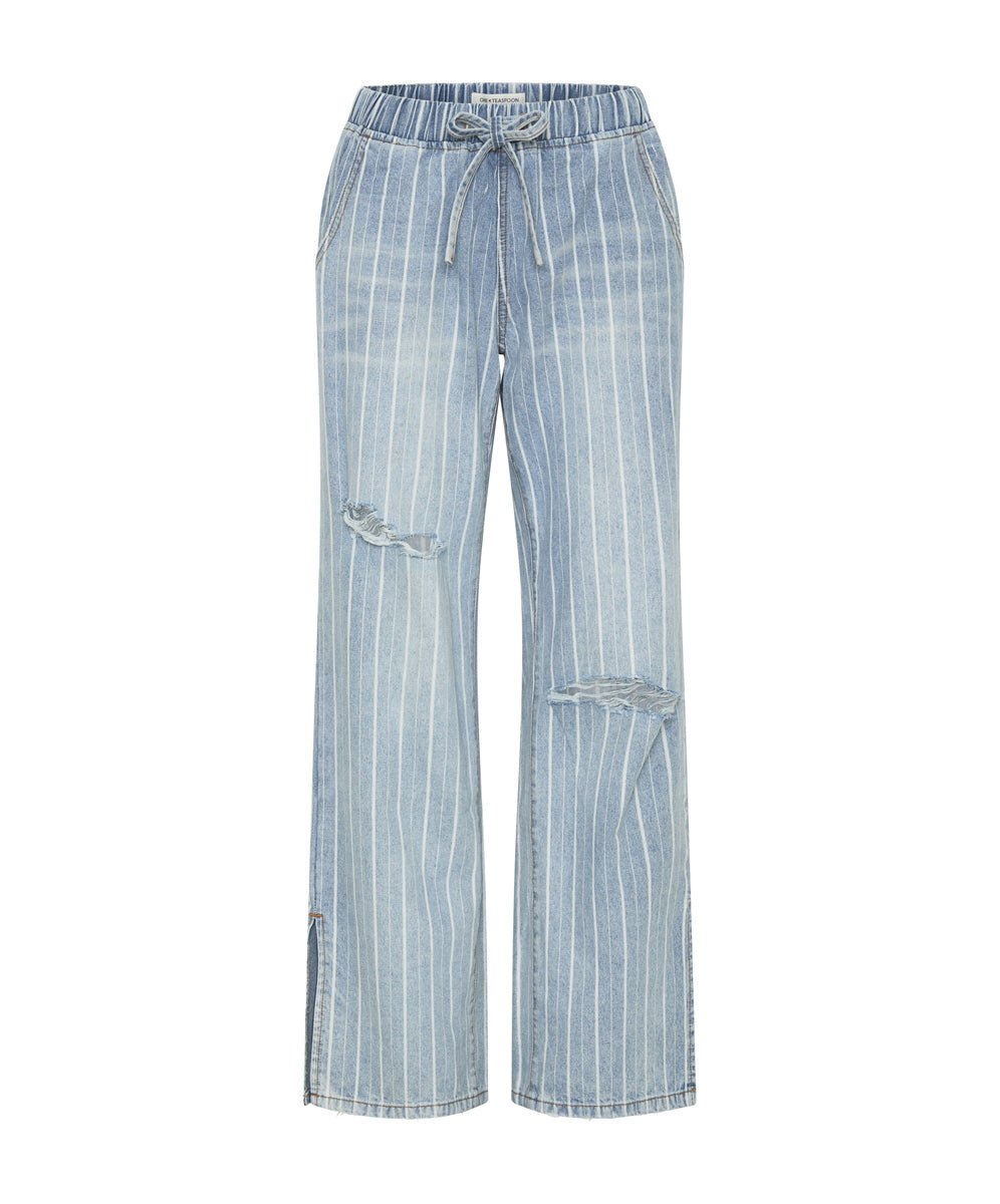 Products LE STRIPE ROADHOUSE WIDE LEG DRAWSTRING JEANS