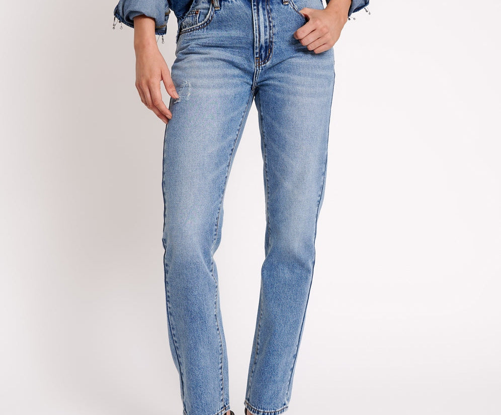 TEXAS BLUE TRUCKERS MID RISE STRAIGHT LEG JEANS