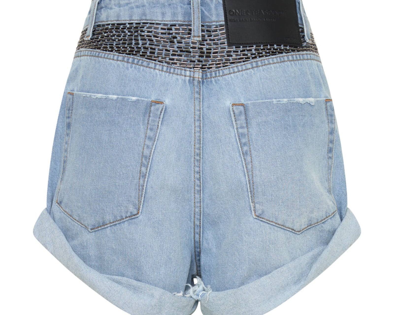 Bandits High Waist Sequin Denim Shorts - Mid Blue