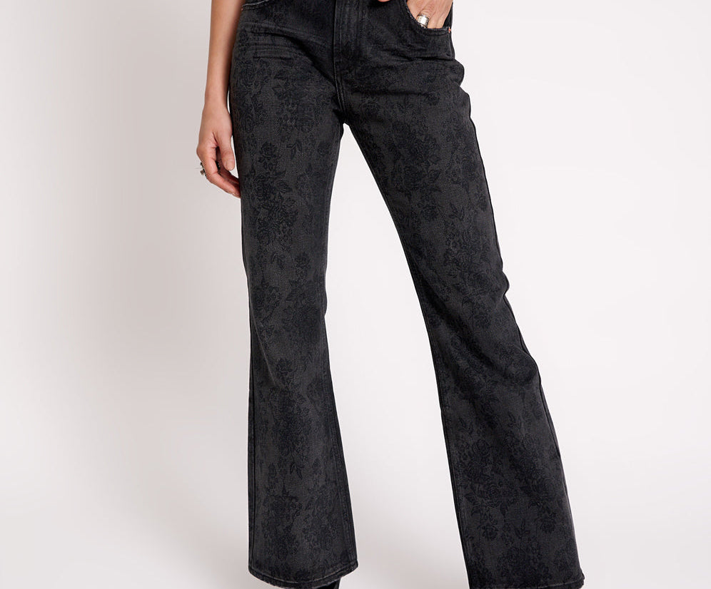 BLACK LACE CHARLIE SLIM HIGH WAIST BOOTCUT JEANS