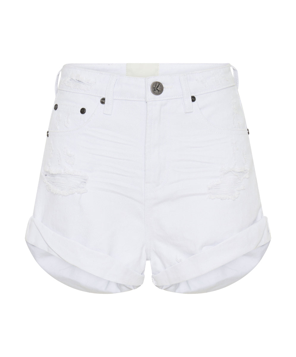 Products Bandits High Waist Denim Shorts - Fresh White