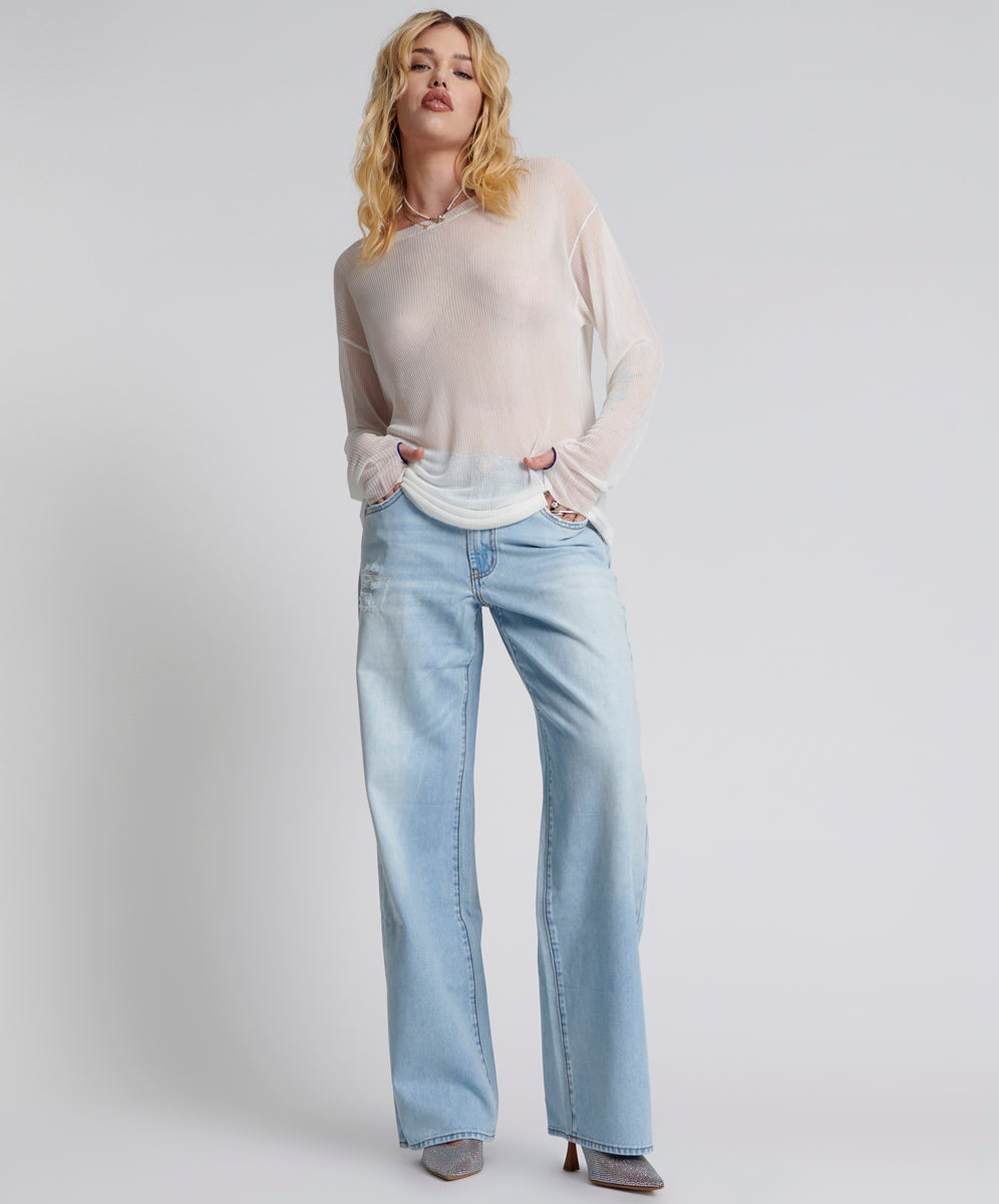 Products BLUE LATTE LOWRIDER WIDE LEG JEANS